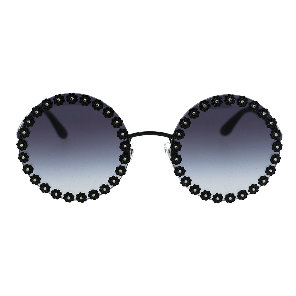 DOLCE & GABBANA-Daisy Round Sunglasses-BLACK