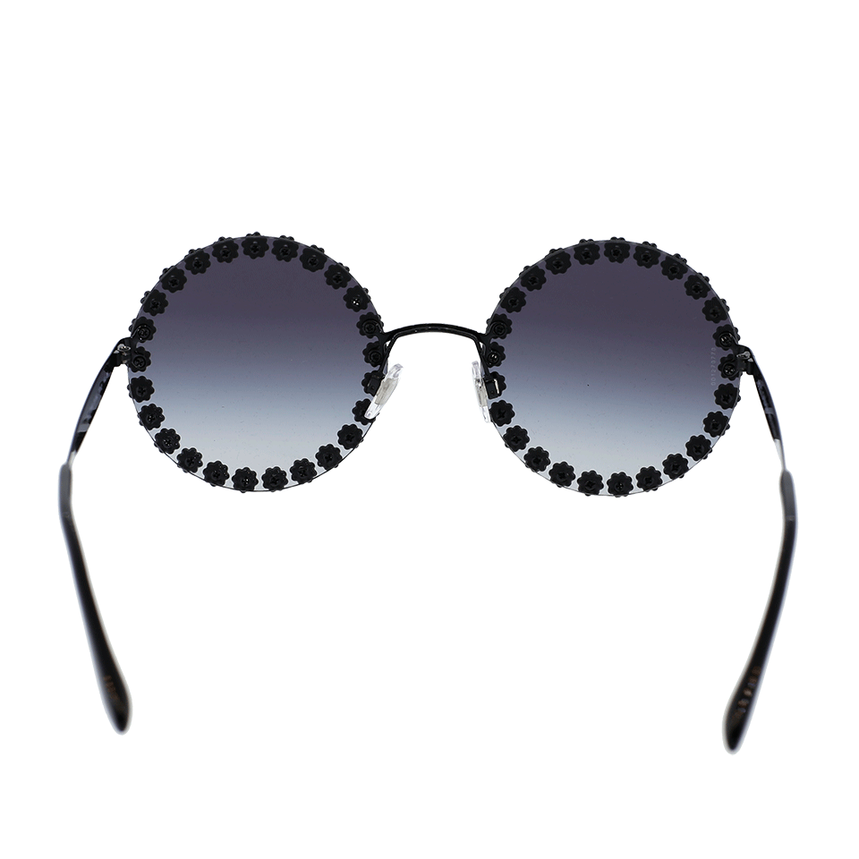 DOLCE & GABBANA-Daisy Round Sunglasses-BLACK