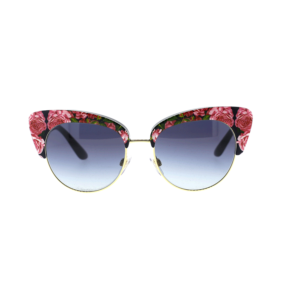 DOLCE & GABBANA-Rose Print Cat Eye Sunglasses-BLACK