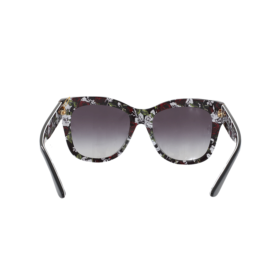 DOLCE & GABBANA-Rose Print Sunglasses-BLACK