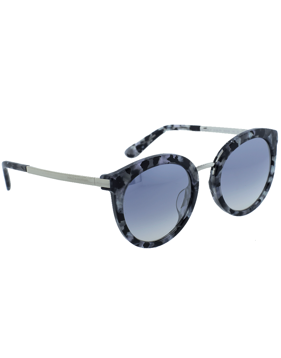 DOLCE & GABBANA-Round Frame Sunglasses-BLK/SLVR
