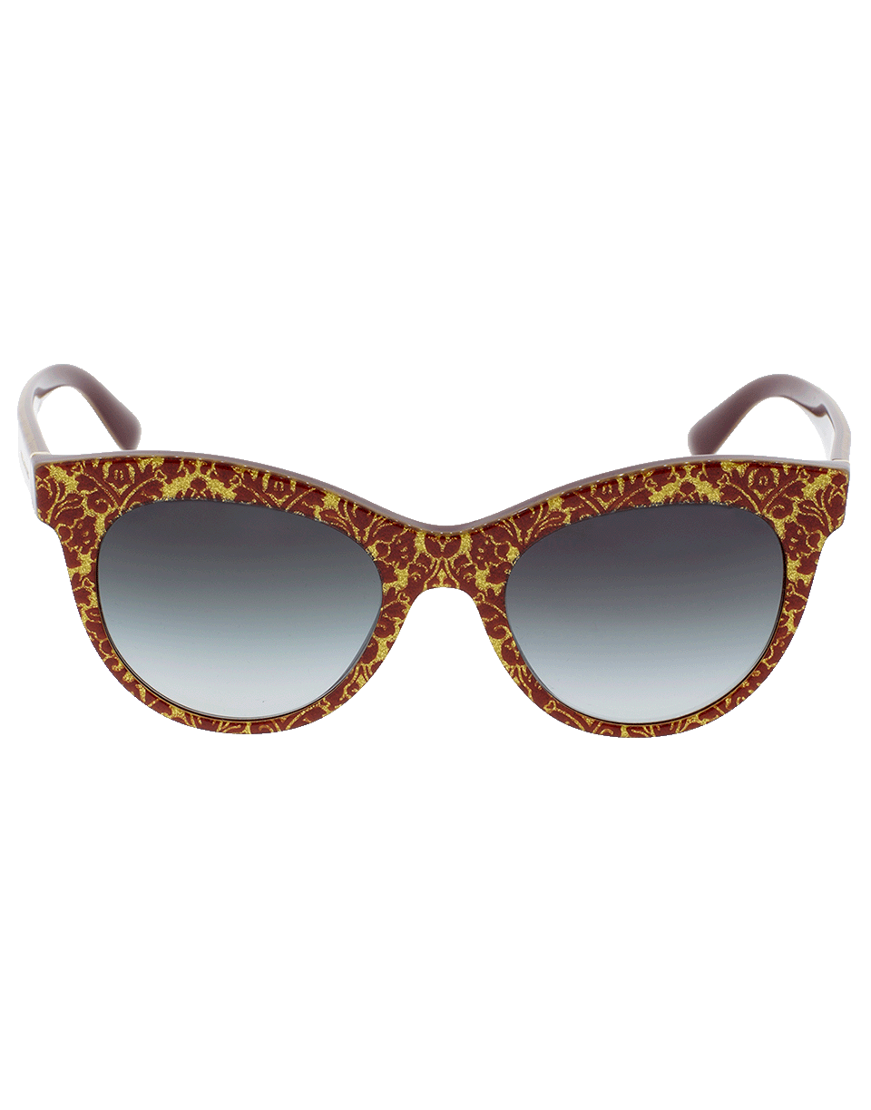 DOLCE & GABBANA-Damascus Glitter Sunglasses-BORDEAUX