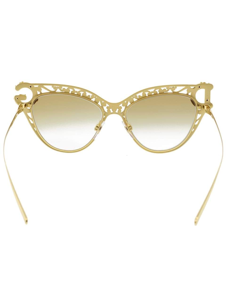 DOLCE & GABBANA-Gold Metal Cat Eye Sunglasses-GOLD