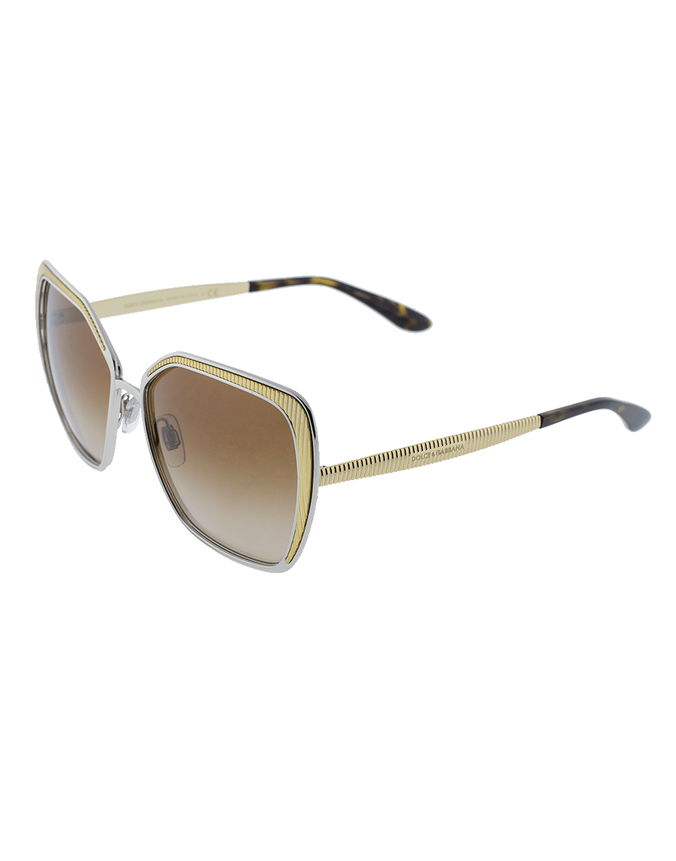 DOLCE & GABBANA-Square Metal Frame Sunglasses-GOLD