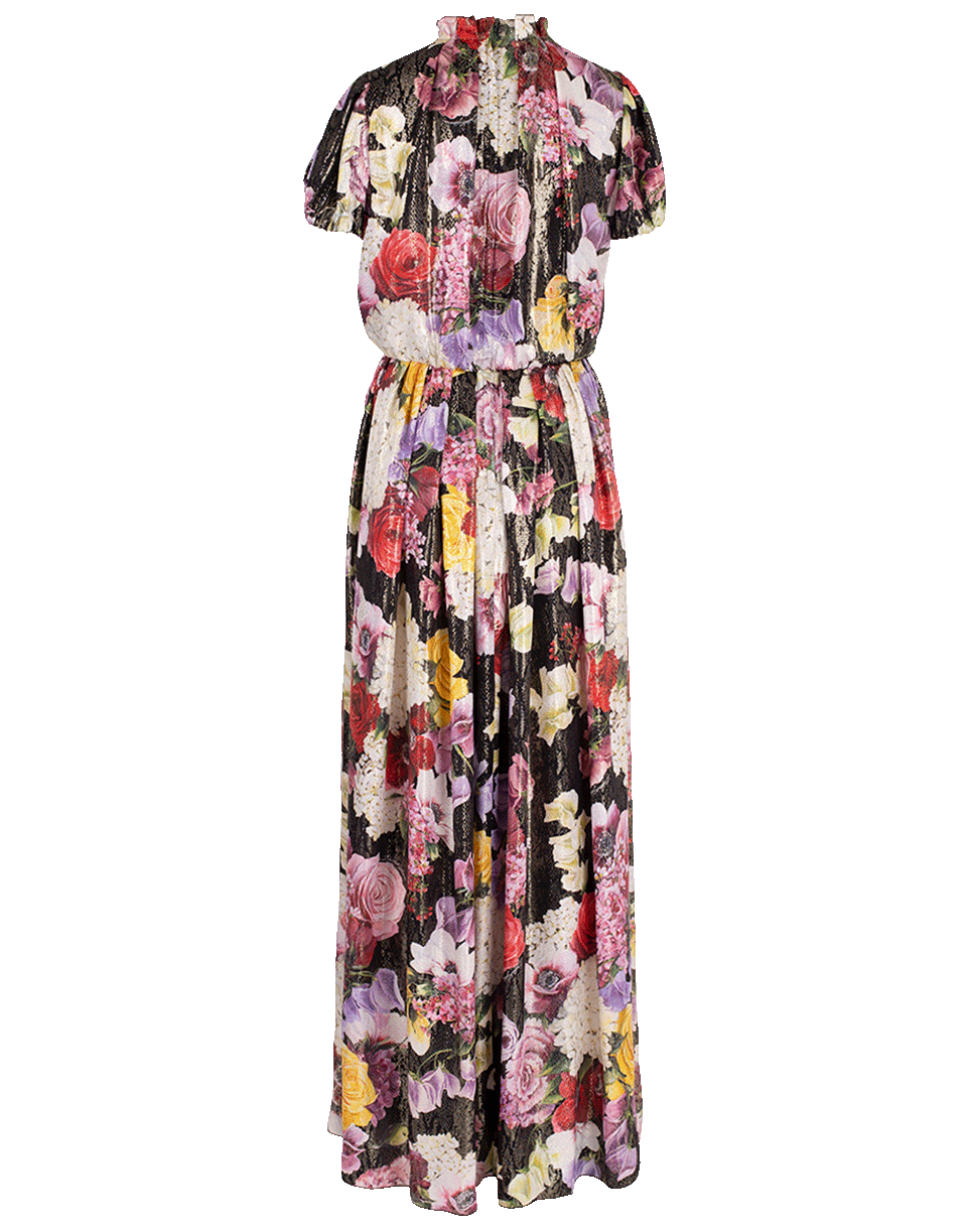 DOLCE & GABBANA-Floral Print Long Dress-BLACK