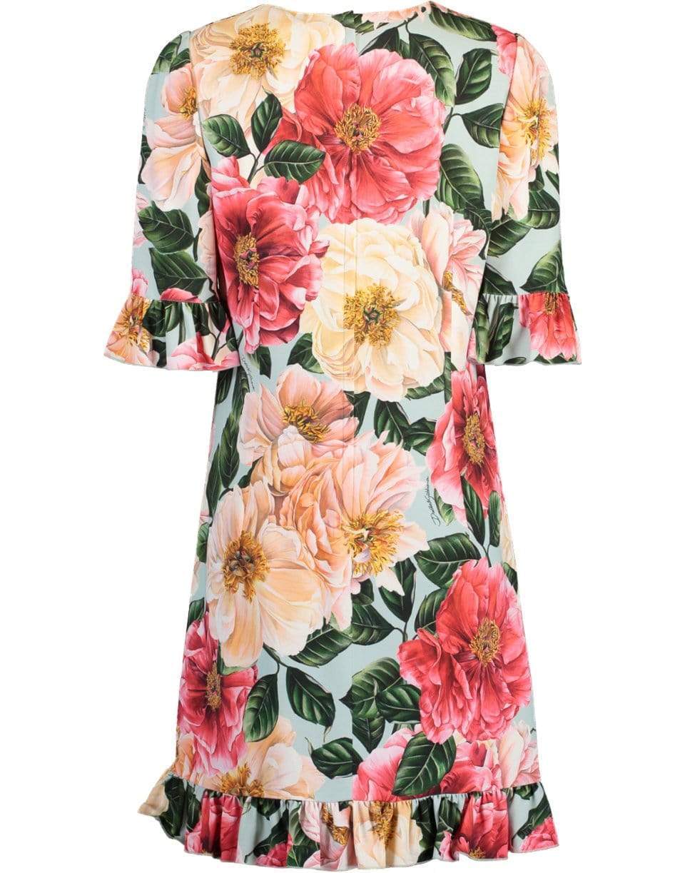 DOLCE & GABBANA-Camellia-Print Cady Midi Dress-
