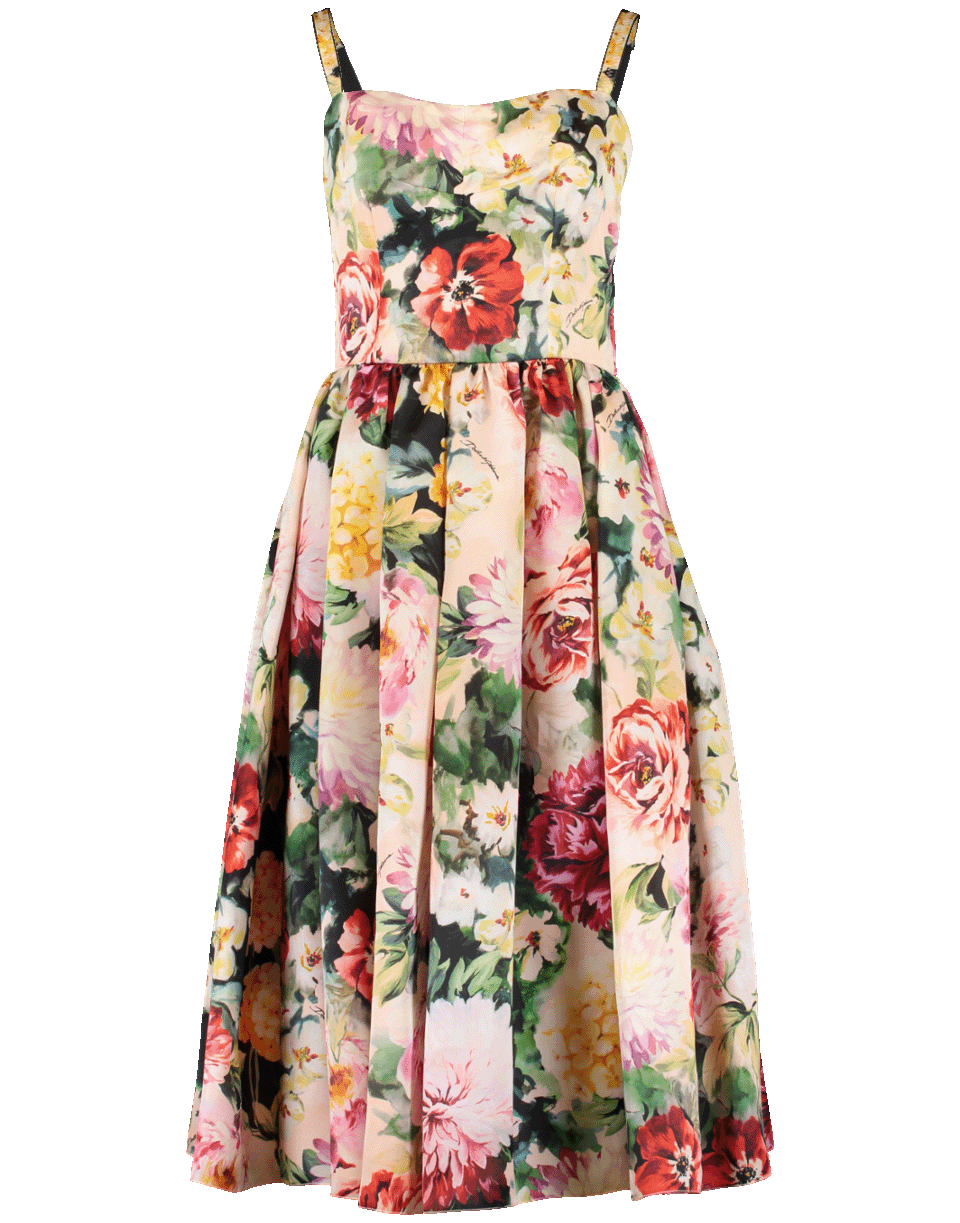 DOLCE & GABBANA-Fitted Floral Organza Dress-