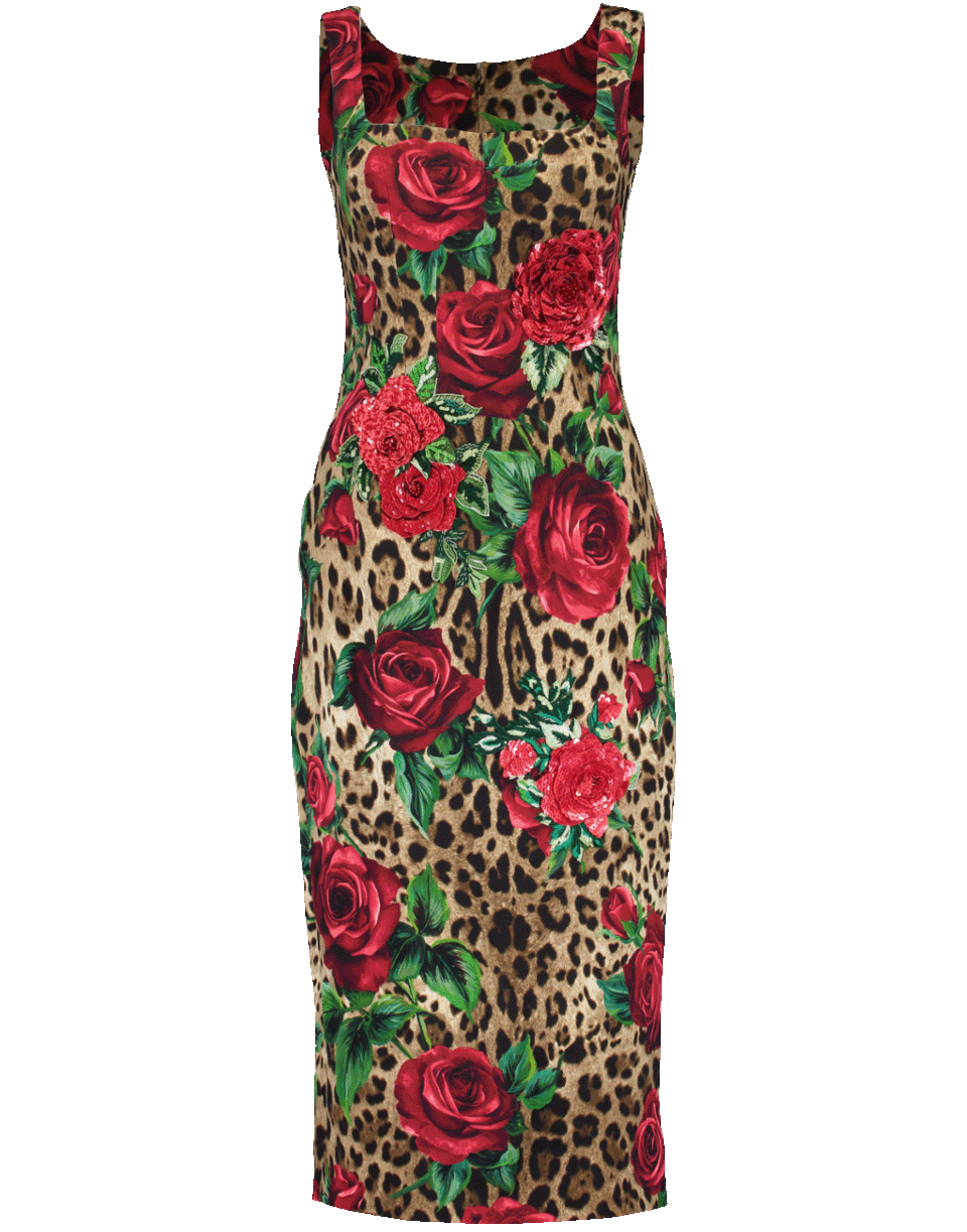 DOLCE & GABBANA-Fitted Leopard Dress-