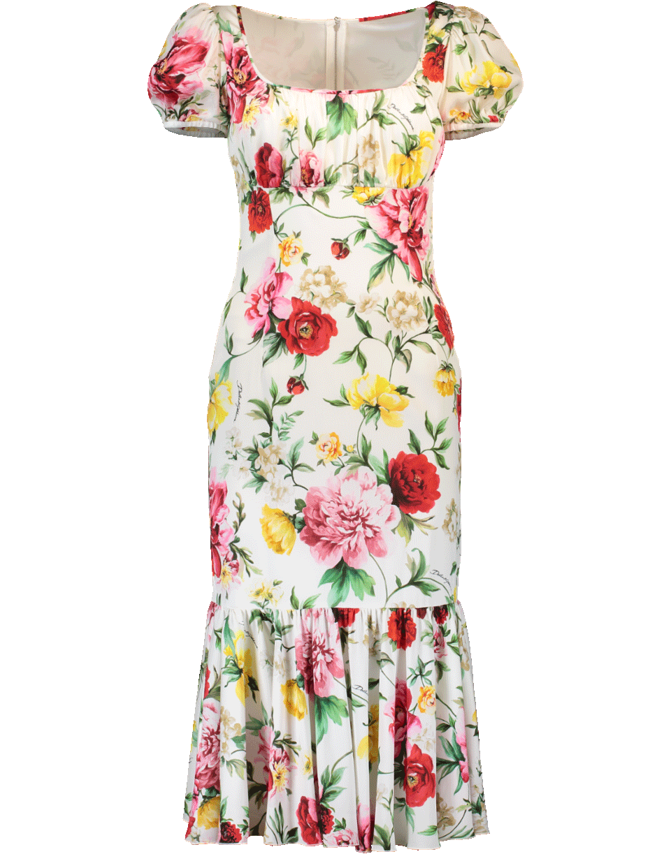 DOLCE & GABBANA-Floral Flounce Dress-