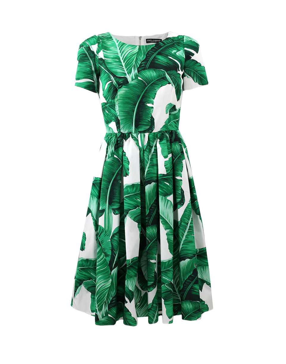 DOLCE & GABBANA-Poplin Leaf Print Dress-