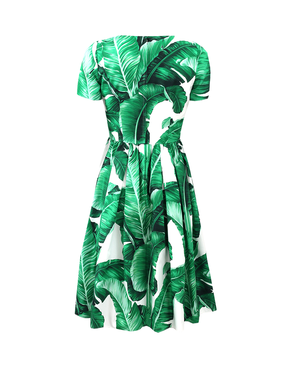 DOLCE & GABBANA-Poplin Leaf Print Dress-