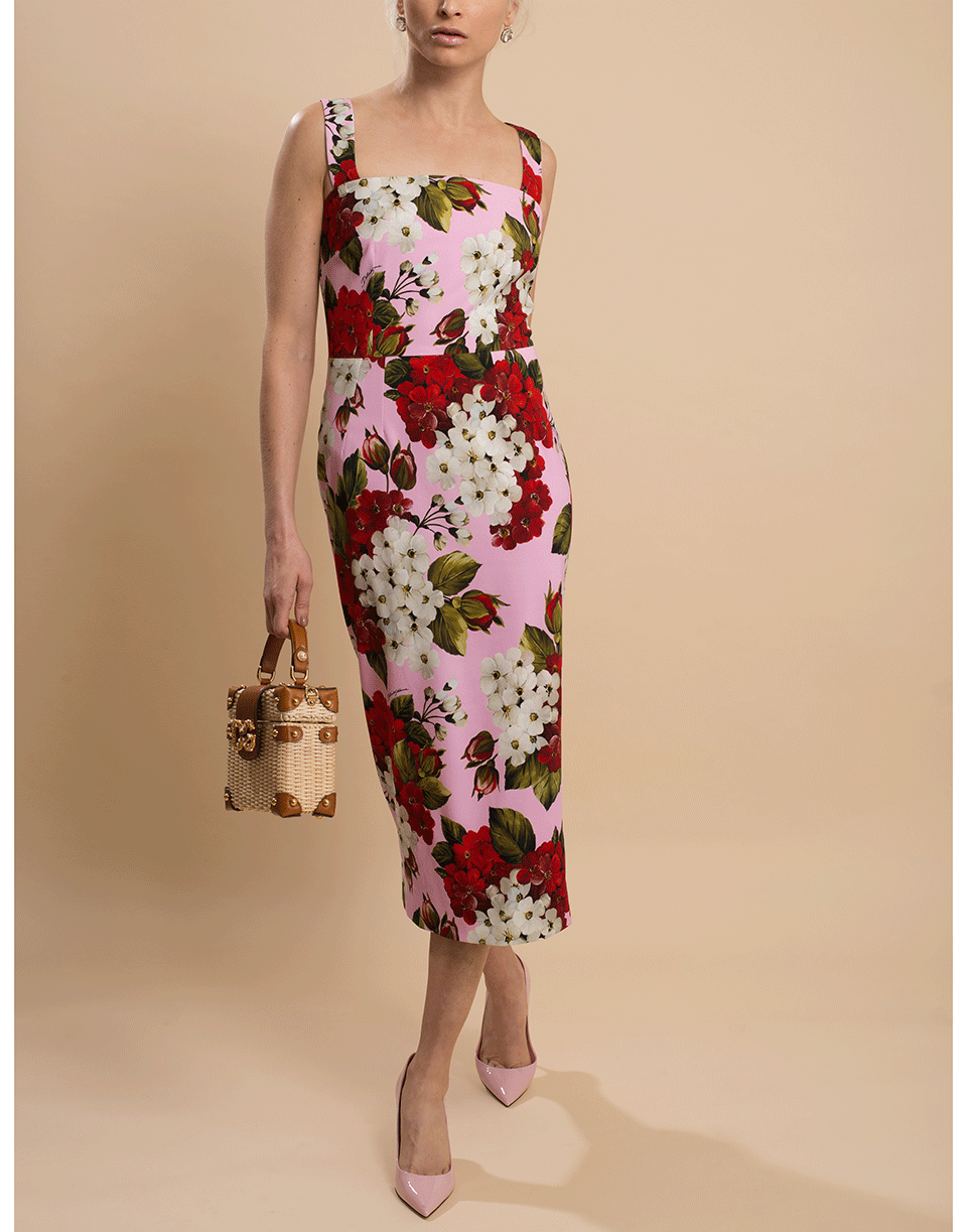DOLCE & GABBANA-Square Neck Flower Print Tank Dress-