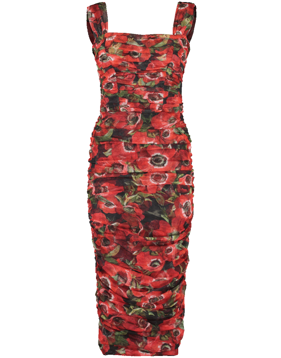 DOLCE & GABBANA-Floral Tulle Midi Dress-FLORAL