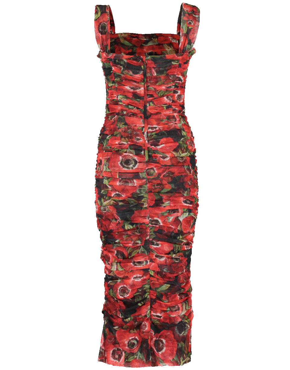 DOLCE & GABBANA-Floral Tulle Midi Dress-FLORAL