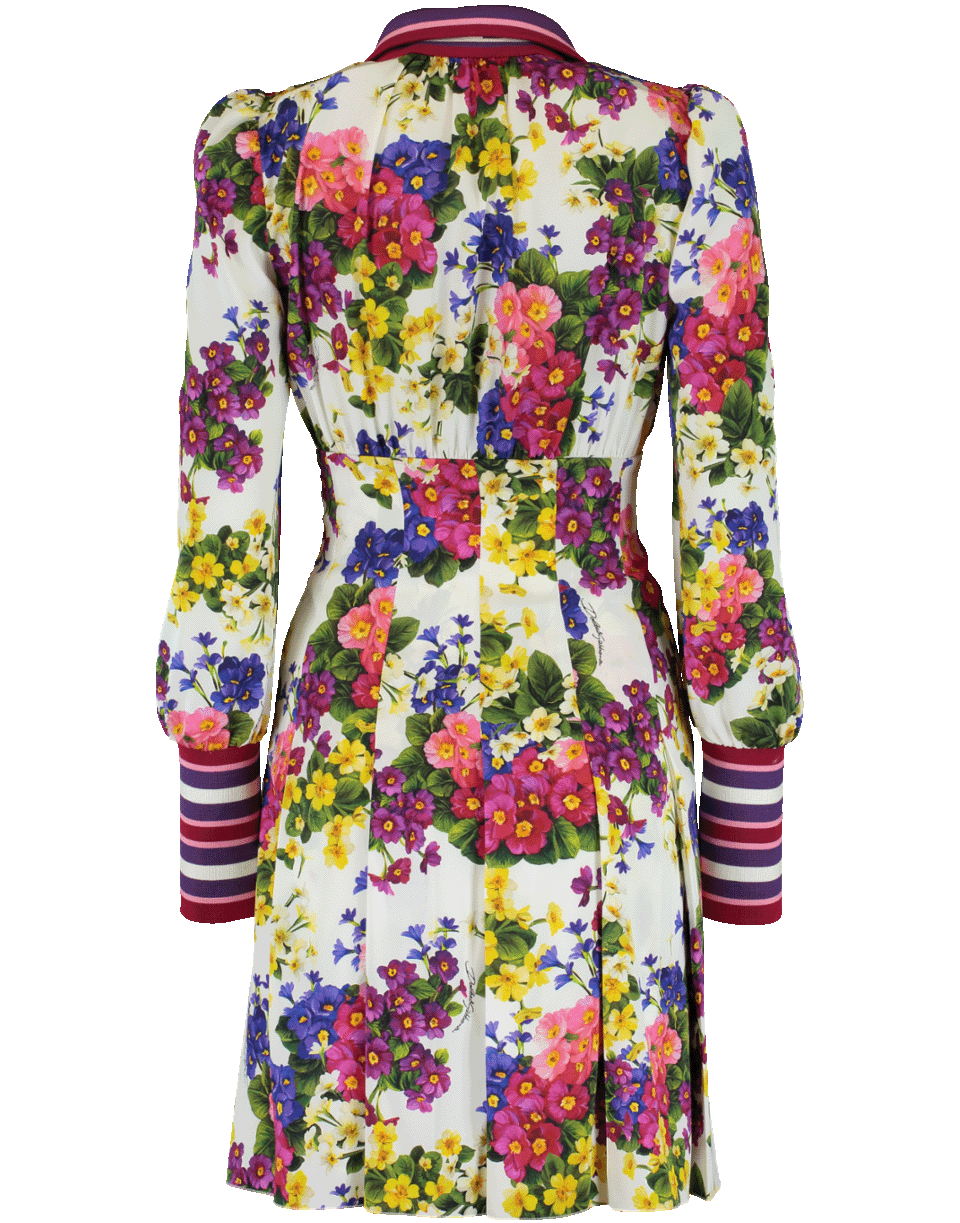 DOLCE & GABBANA-Knit Cuff Floral Dress-