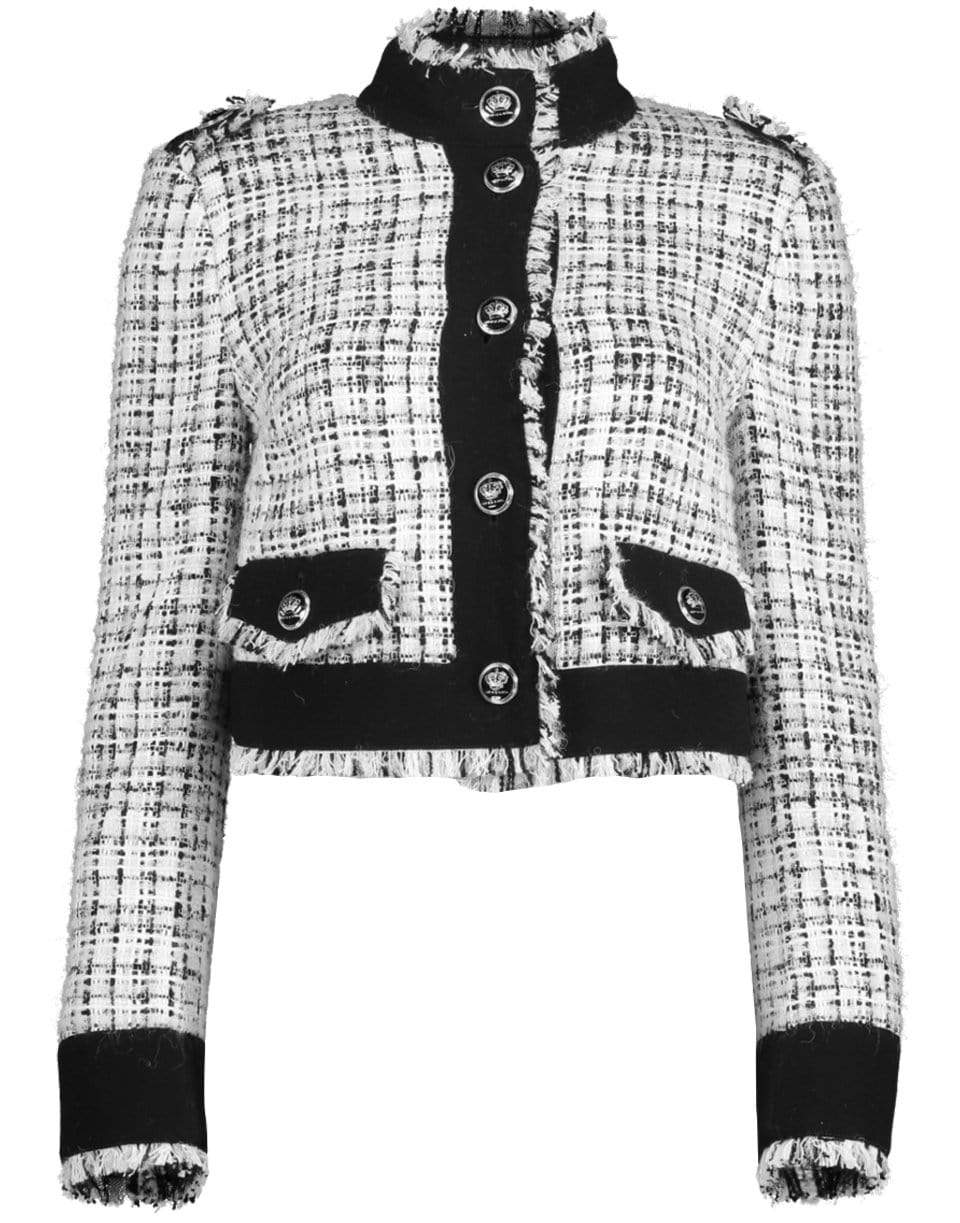 DOLCE & GABBANA-Decorative Buttoned Cropped Tweed Jacket-