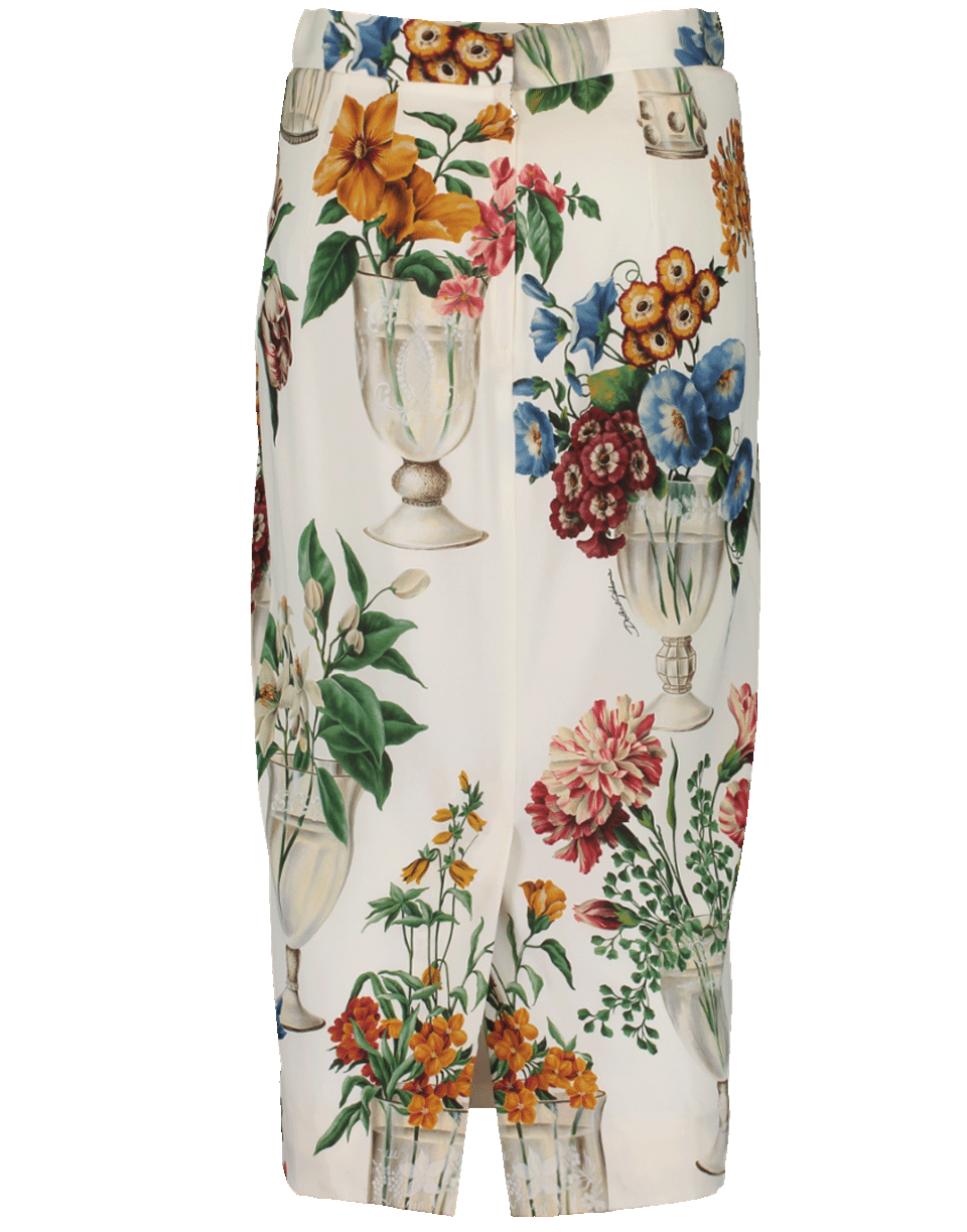 DOLCE & GABBANA-Flowers And Vases Print Pencil Skirt-