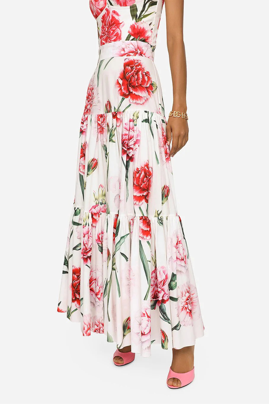 DOLCE & GABBANA-Carnation Printed Skirt-