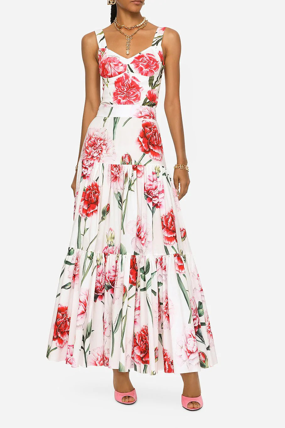 DOLCE & GABBANA-Carnation Printed Skirt-