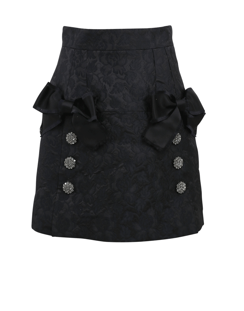DOLCE & GABBANA-Jacquard Bow Front Skirt-BLACK