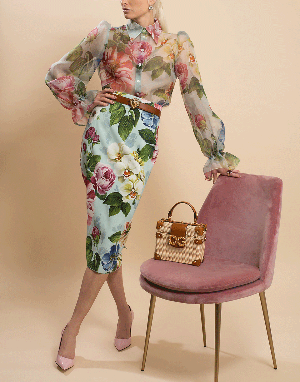 DOLCE & GABBANA-Floral Print Cady Pencil Skirt-
