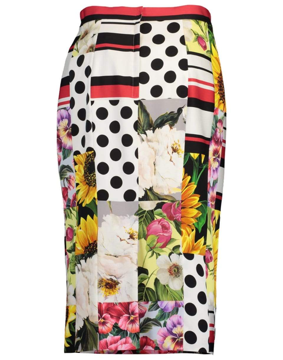 DOLCE & GABBANA-Patchwork Charmeuse Midi Skirt-