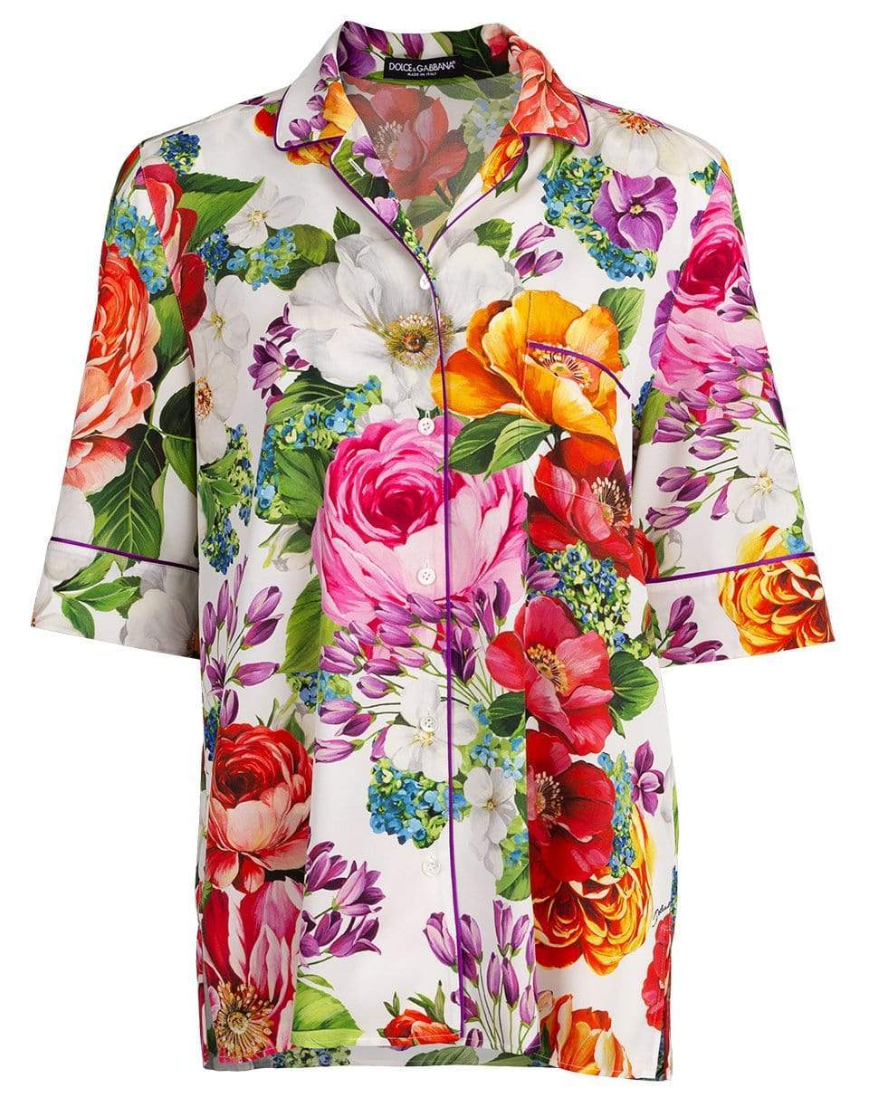 DOLCE & GABBANA-Floral Print Loose Mensy Shirt-