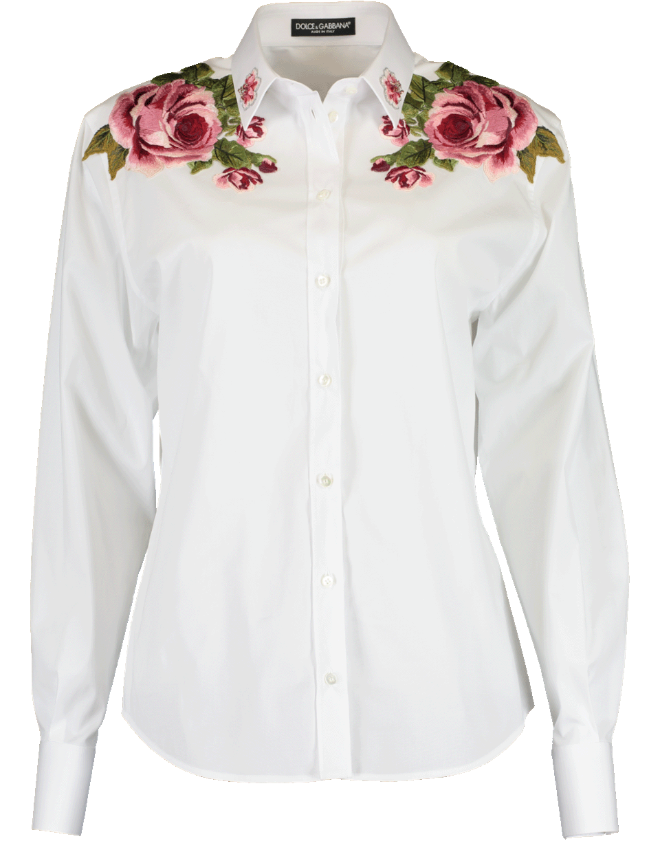 DOLCE & GABBANA-Rose Embroidered Shoulder Blouse-