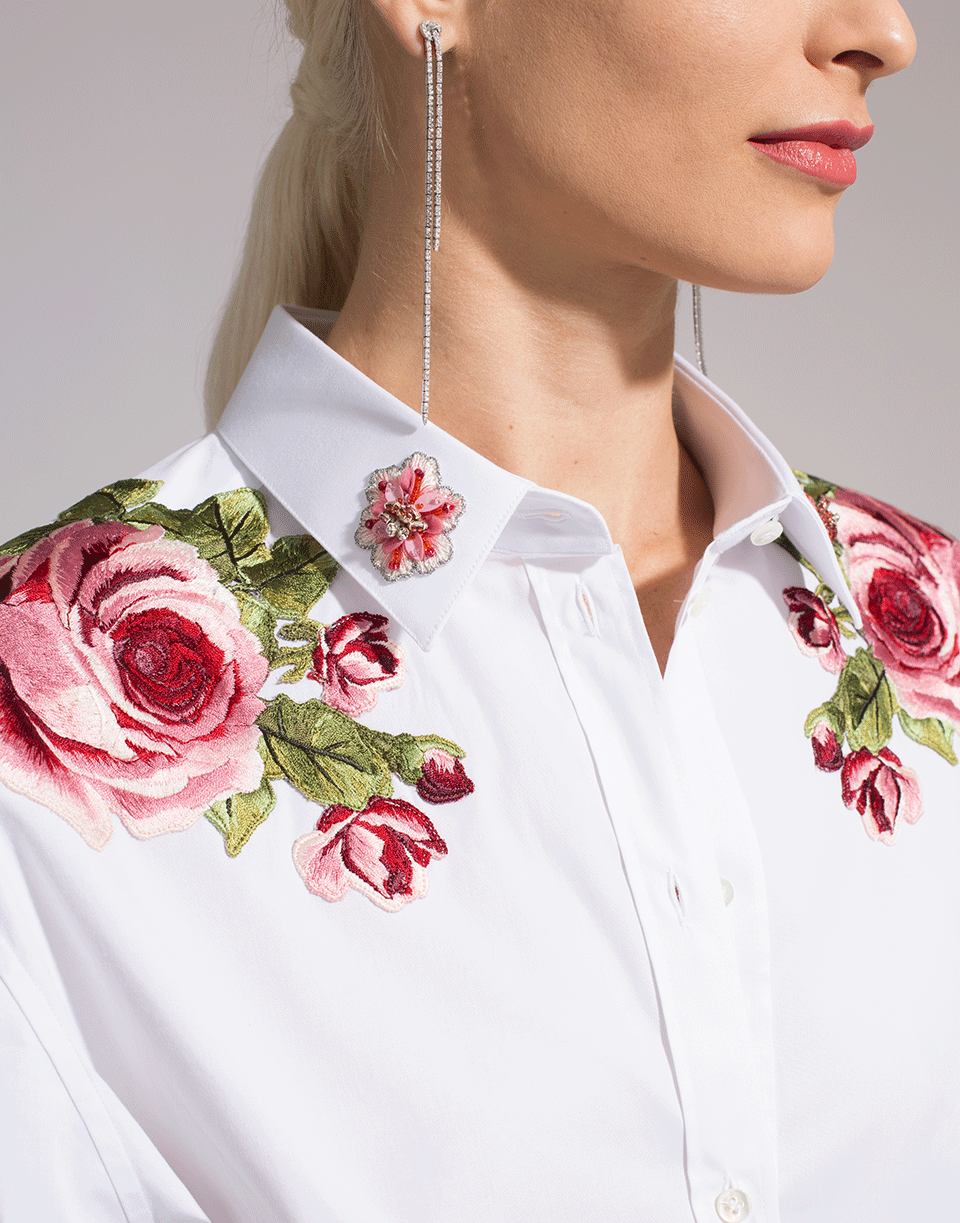 DOLCE & GABBANA-Rose Embroidered Shoulder Blouse-