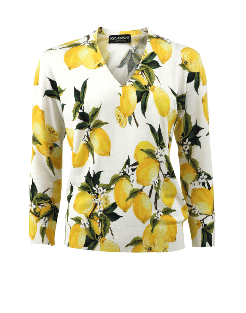 Lemon Print Cashmere Sweater – Marissa Collections