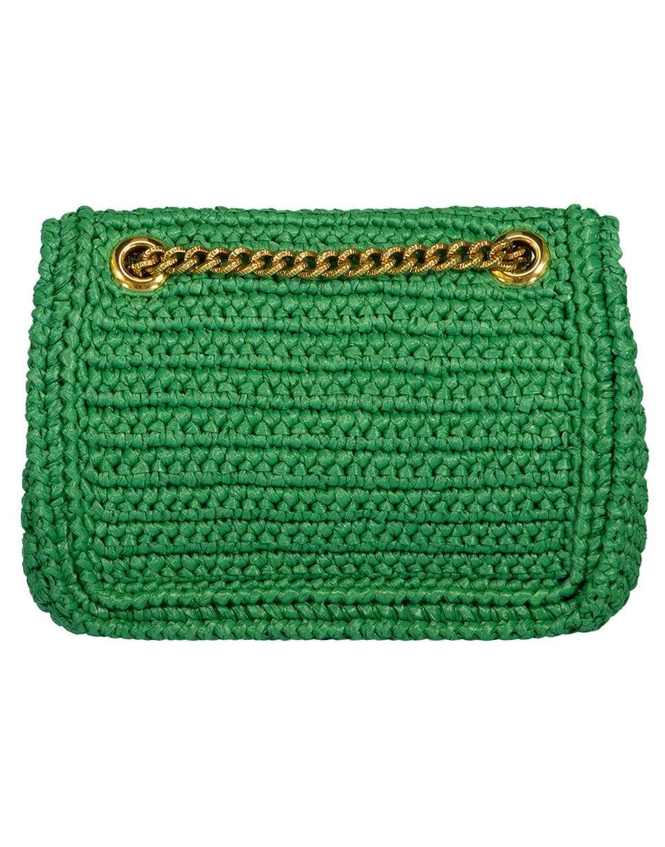 DOLCE & GABBANA-Medium Crochet Raffia Devotion Bag-GREEN