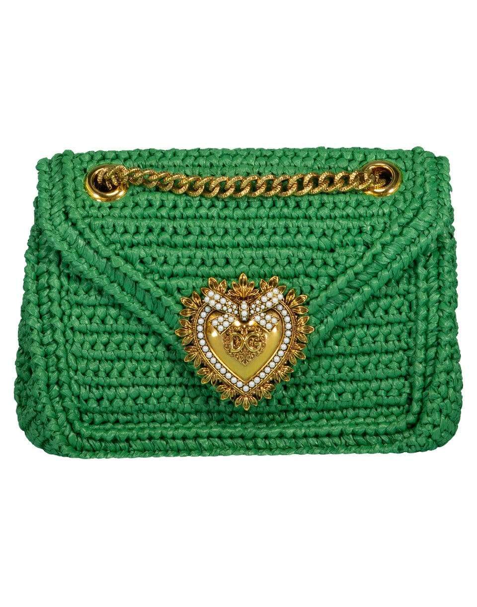 DOLCE & GABBANA-Medium Crochet Raffia Devotion Bag-GREEN