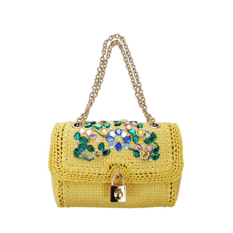 DOLCE & GABBANA-Jewel Embroidered Raffia Bag-