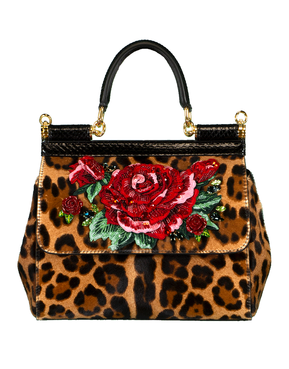 DOLCE & GABBANA-Sicily Small Top Handle Floral Bag-LEOPARD