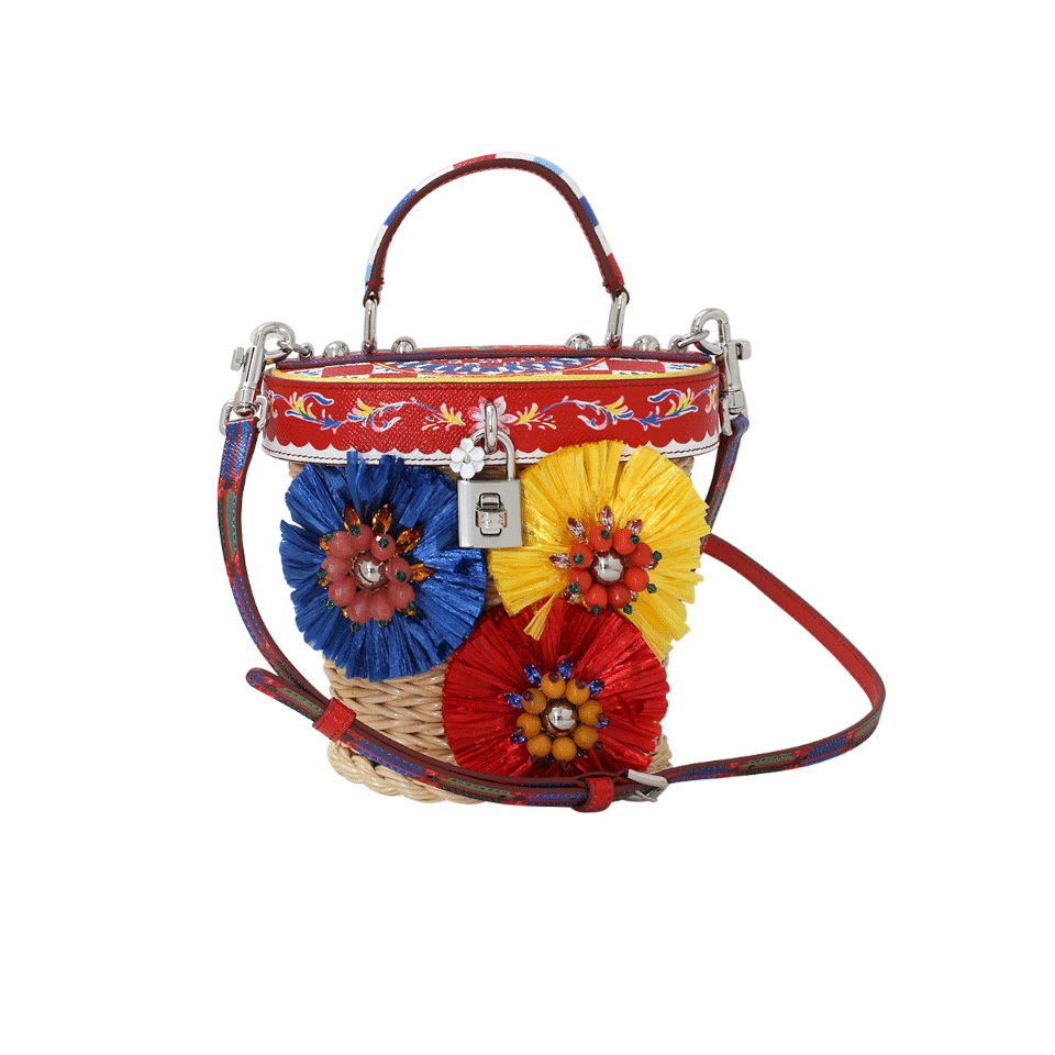 Straw Flower Bucket Bag HANDBAGTOP HANDLE DOLCE & GABBANA   