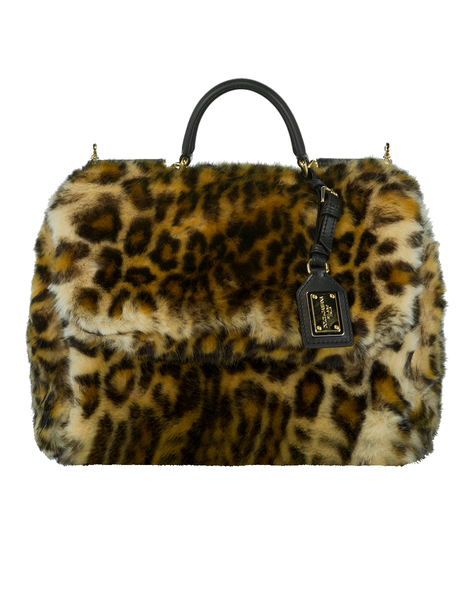 DOLCE & GABBANA-Furry Leopard Print Handbag-NATURAL