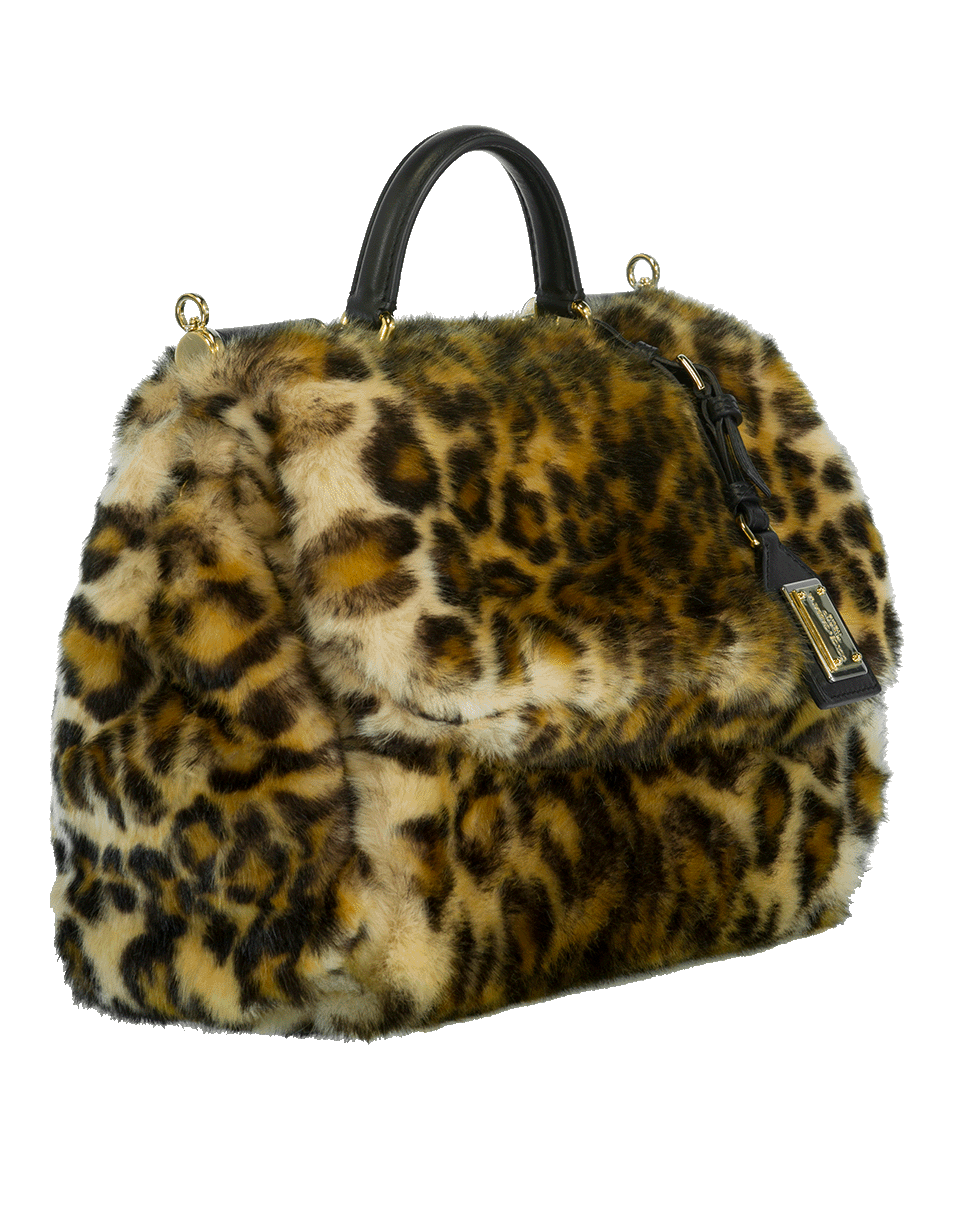 DOLCE & GABBANA-Furry Leopard Print Handbag-NATURAL