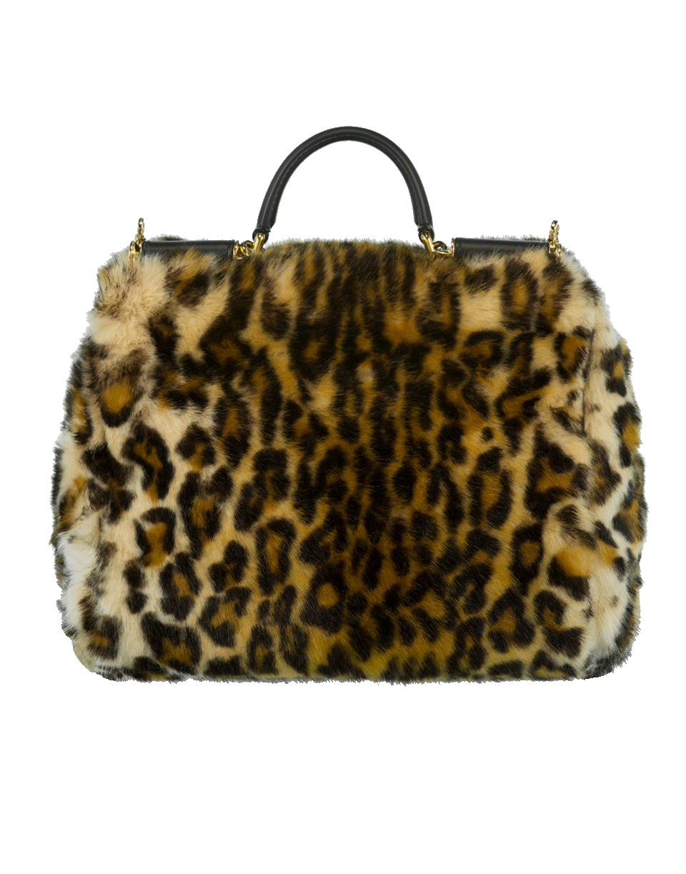 DOLCE & GABBANA-Furry Leopard Print Handbag-NATURAL