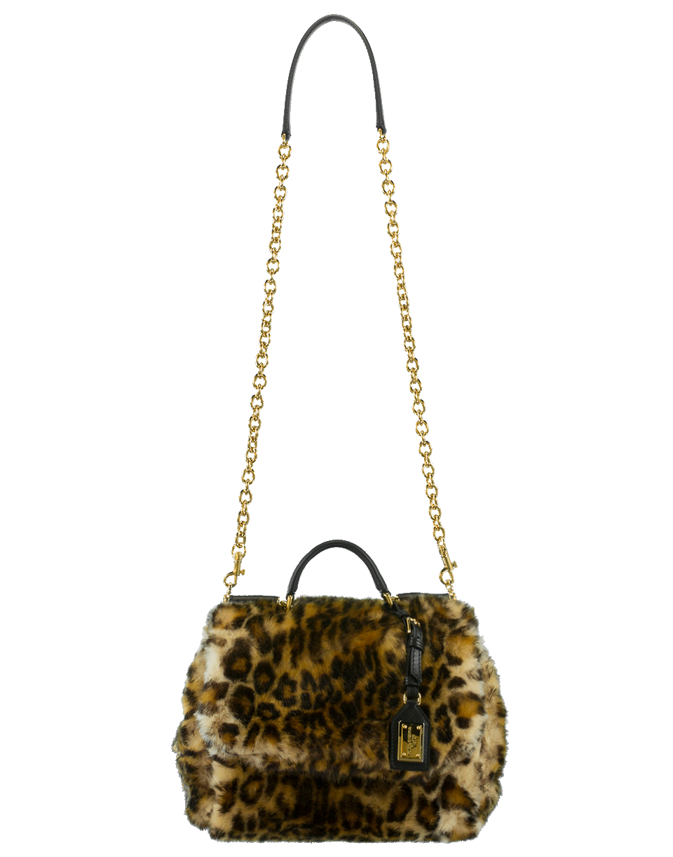 DOLCE & GABBANA-Furry Leopard Print Handbag-NATURAL