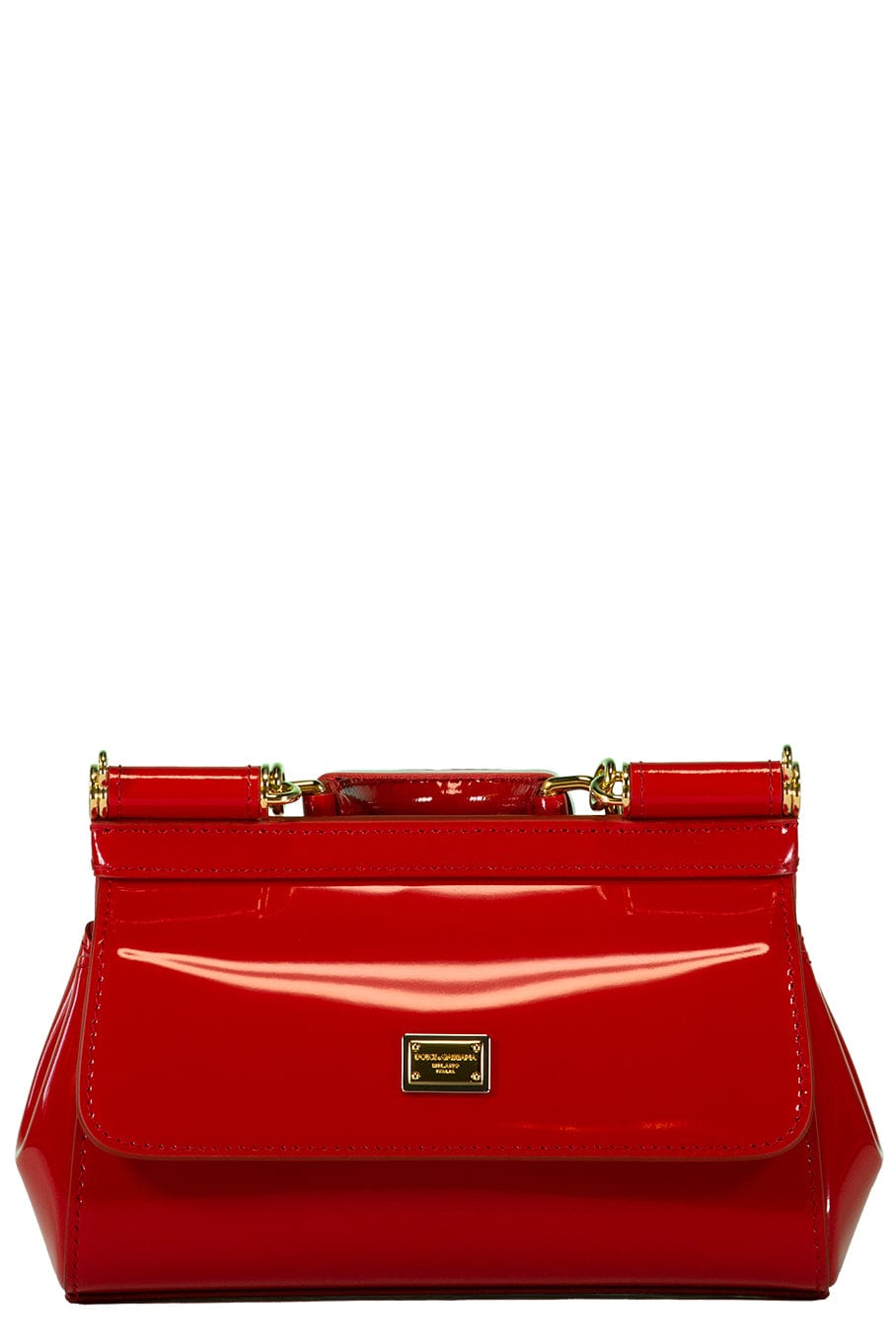 DOLCE & GABBANA-Small Patent Leather Sicily Bag-ROSSO