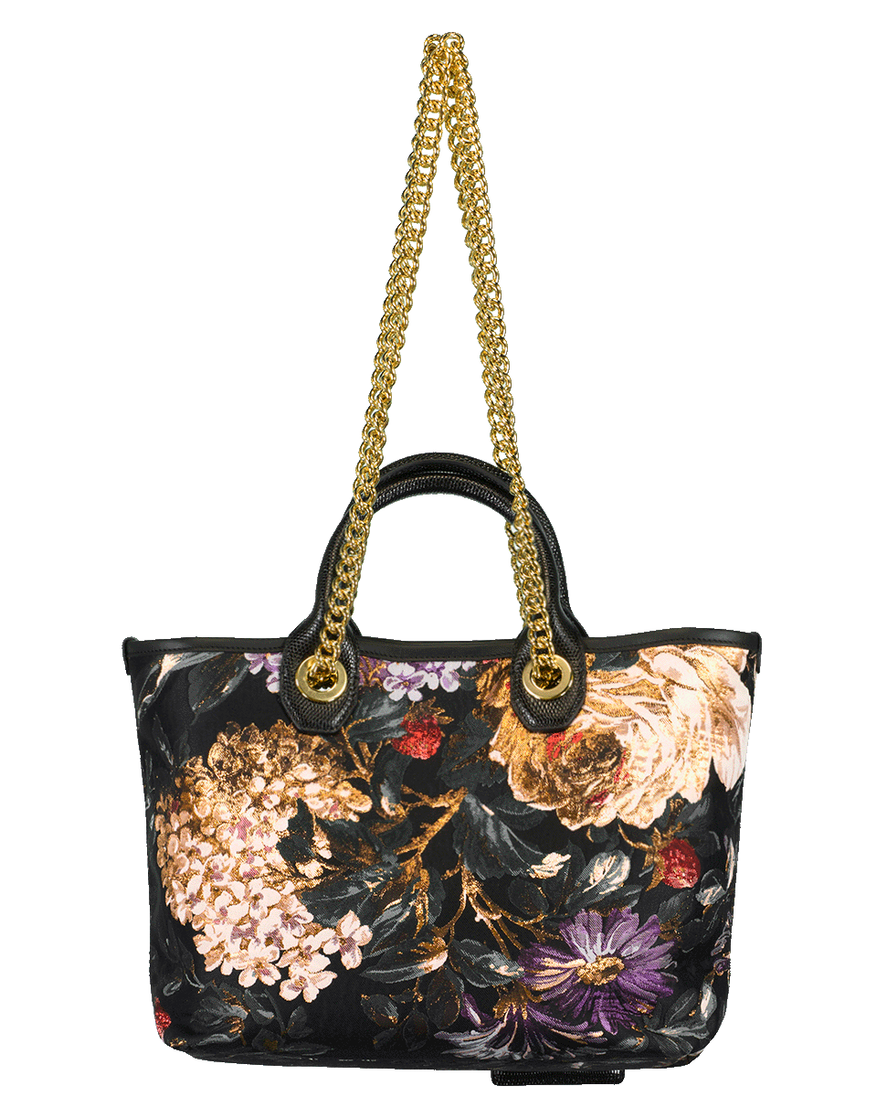 DOLCE & GABBANA-Jacquard Amore Floral Print Tote-BLACK