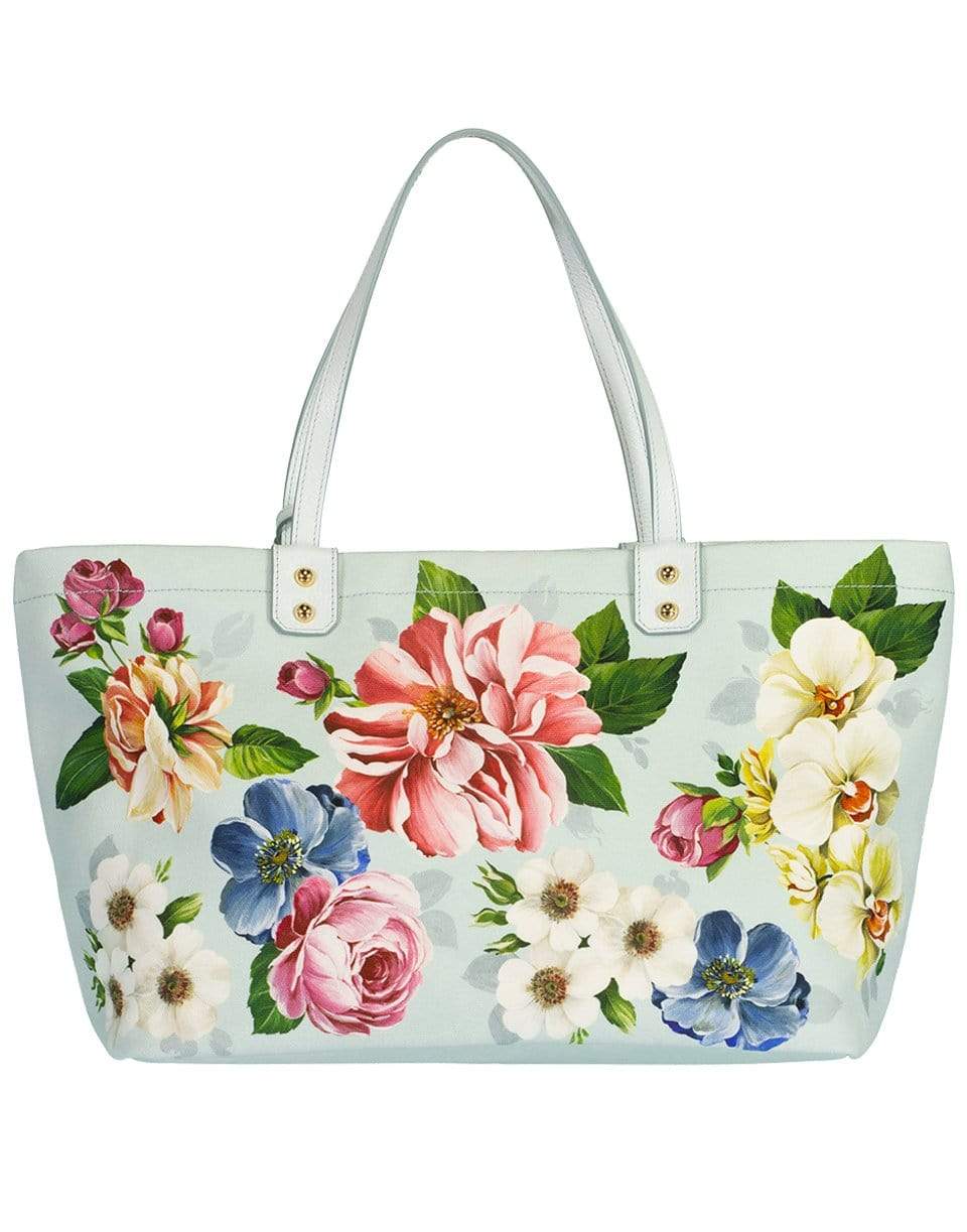 DOLCE & GABBANA-Beatrice Floral Print Shopping Bag-BLUE