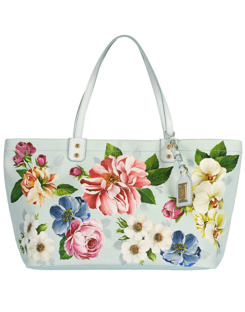 DOLCE & GABBANA-Beatrice Floral Print Shopping Bag-BLUE