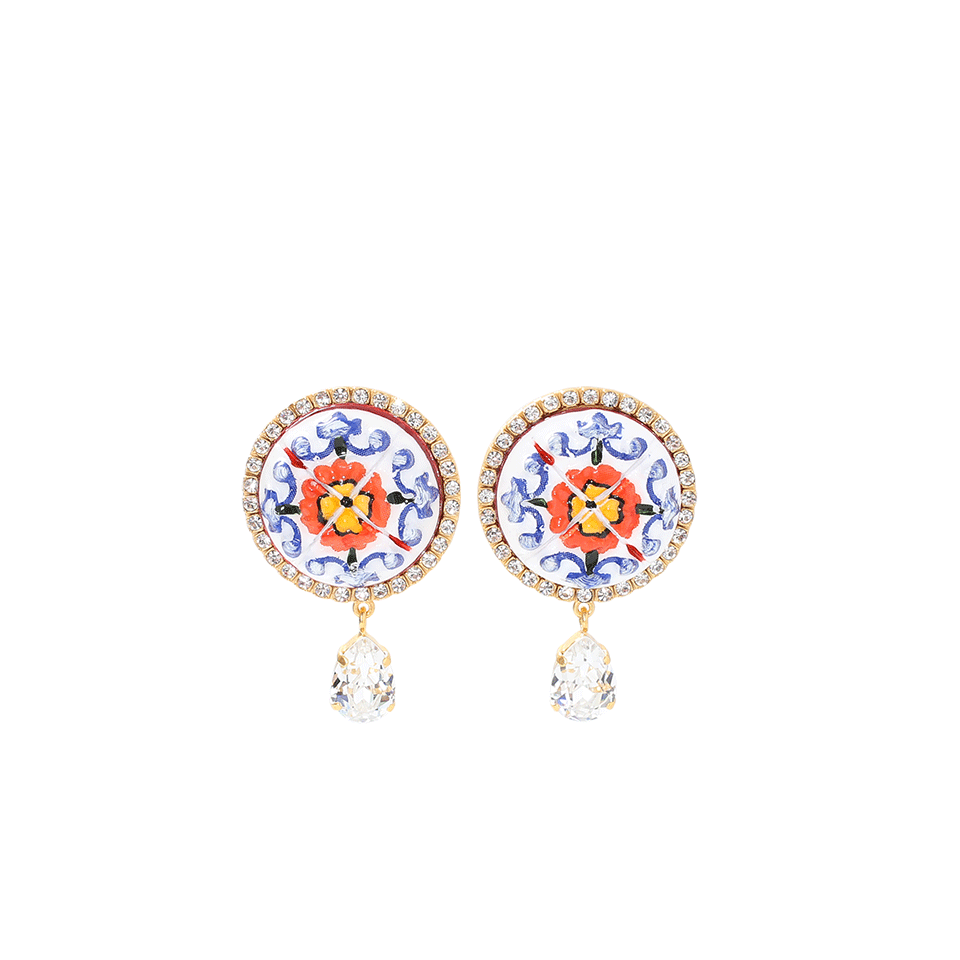 DOLCE & GABBANA-Enamel Clip Earrings-BLU/ORNG