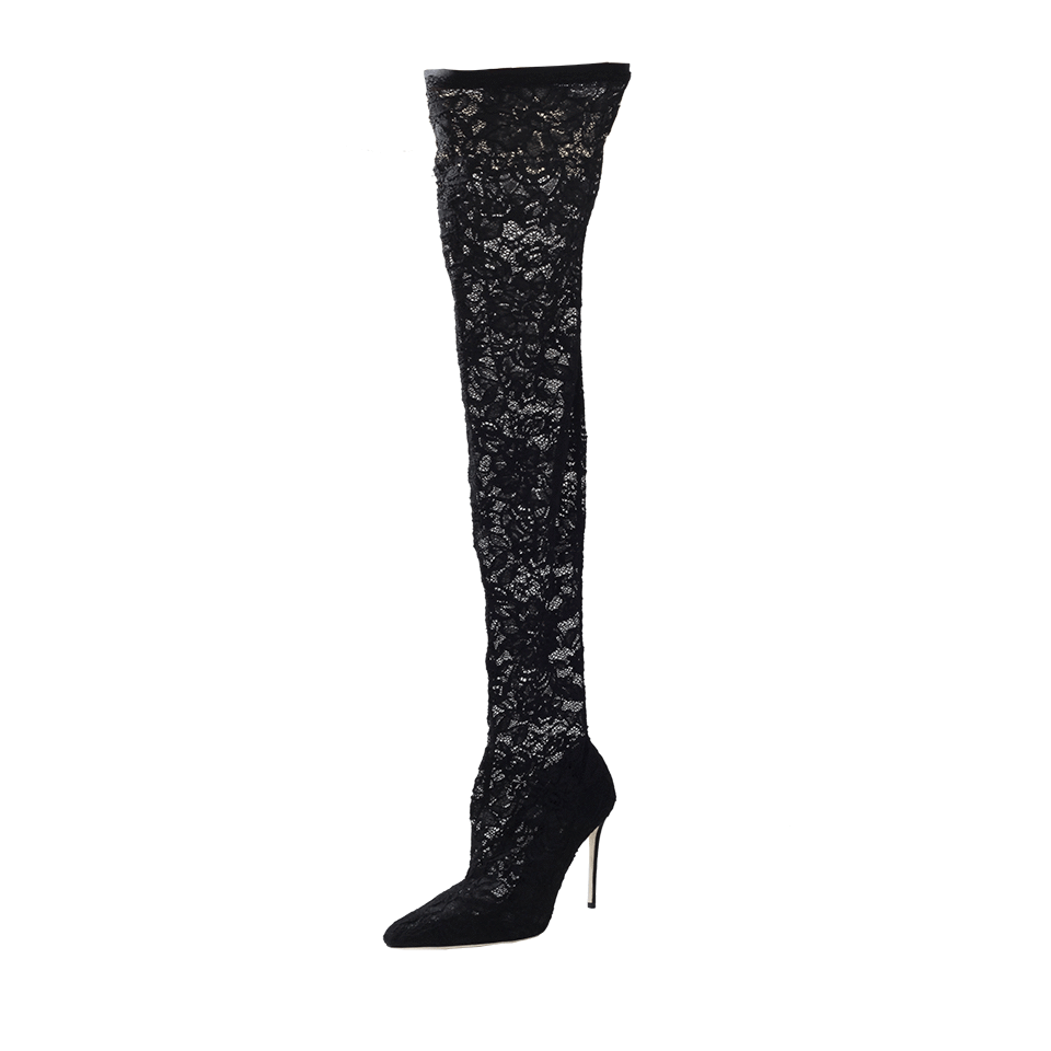 DOLCE & GABBANA-Lace Over-The-Knee Boot-