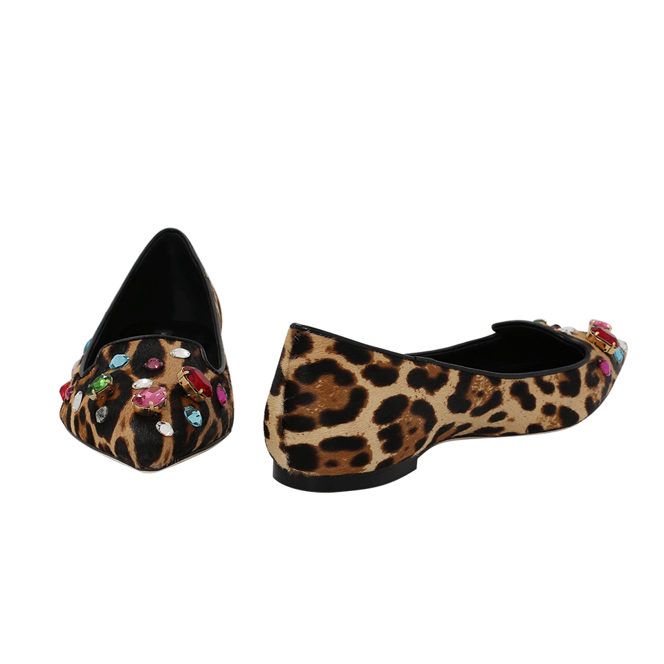 DOLCE & GABBANA-Leopard Print Jeweled Skimmer-