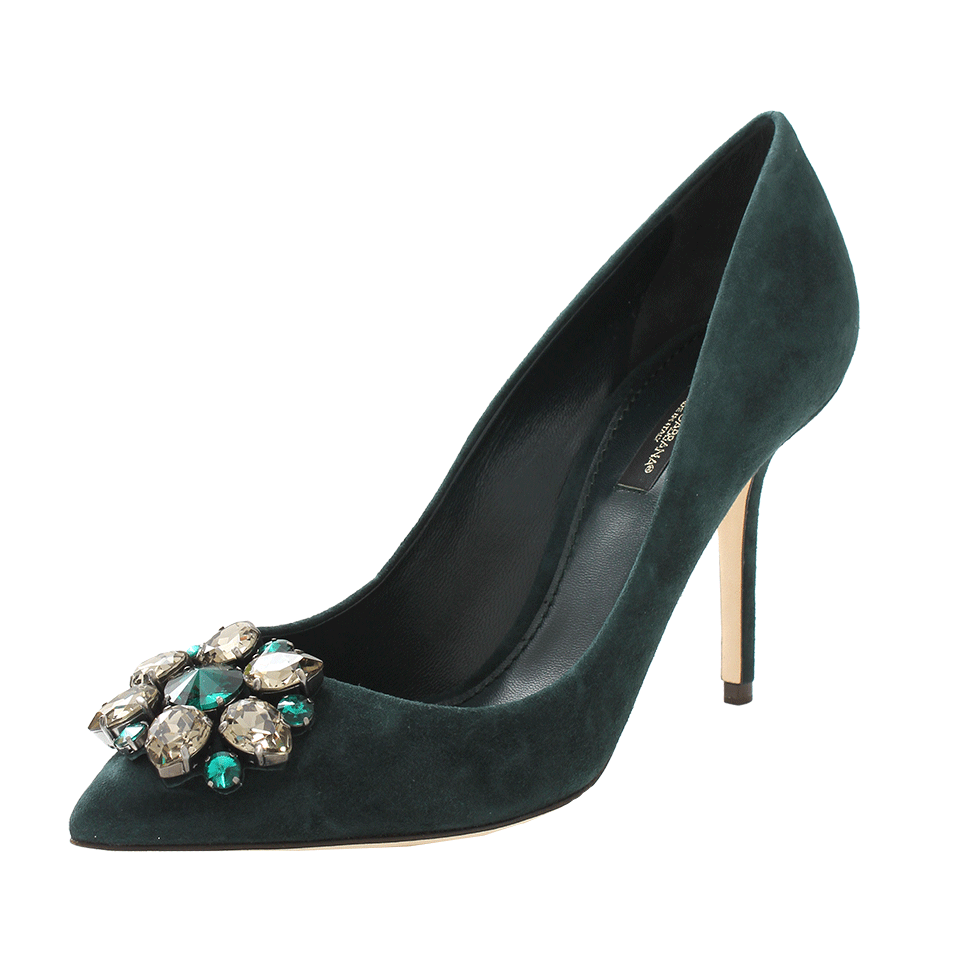 DOLCE & GABBANA-Suede Pump With Crystal Toe-