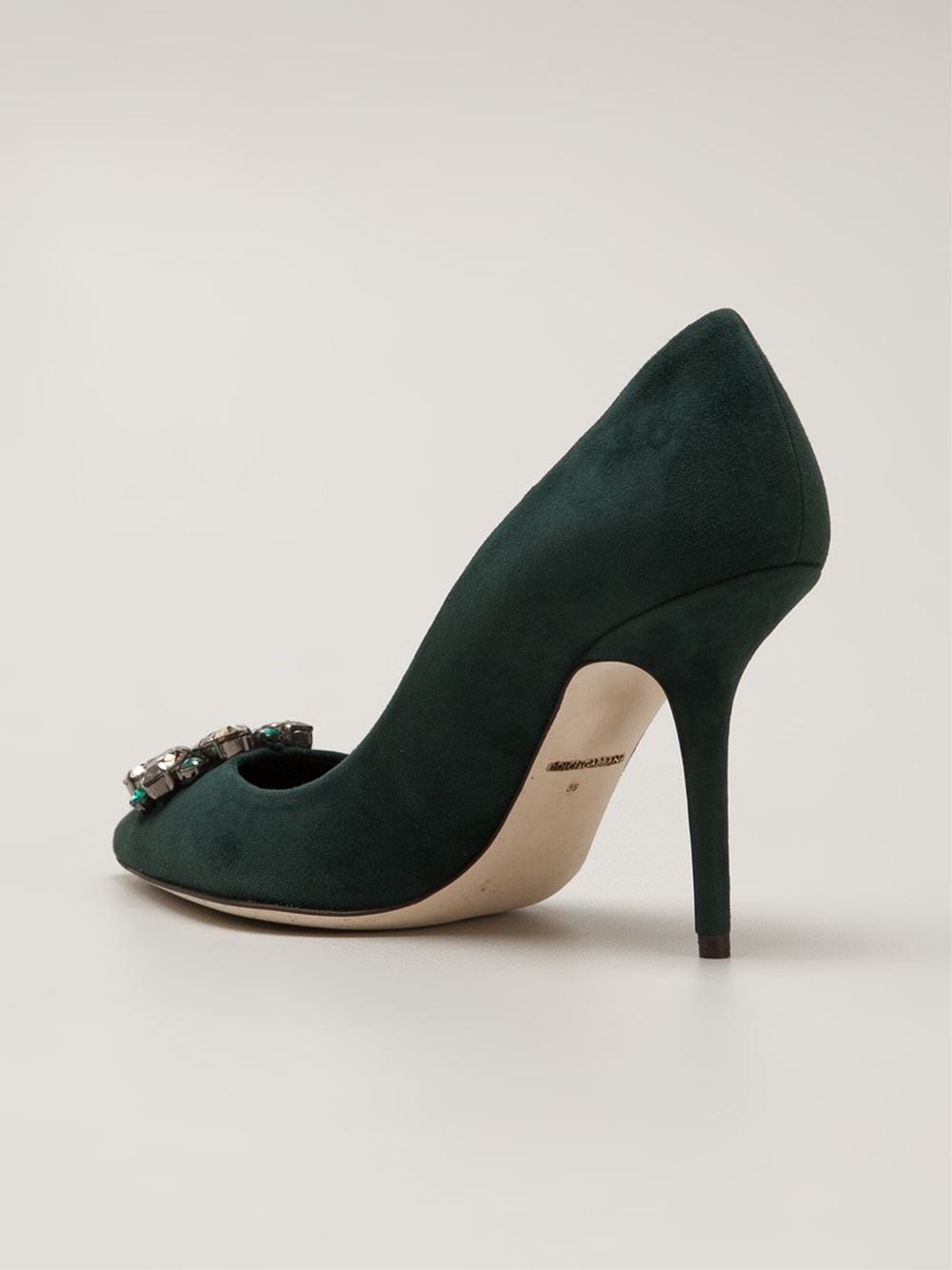 DOLCE & GABBANA-Suede Pump With Crystal Toe-
