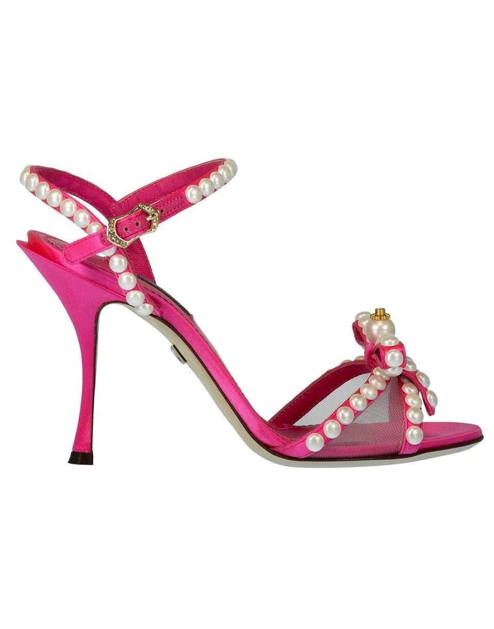 DOLCE & GABBANA-Pearl and Crystal Embellished Bow Sandals-