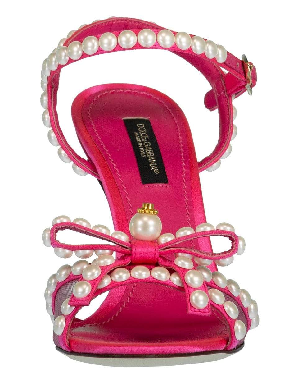 DOLCE & GABBANA-Pearl and Crystal Embellished Bow Sandals-